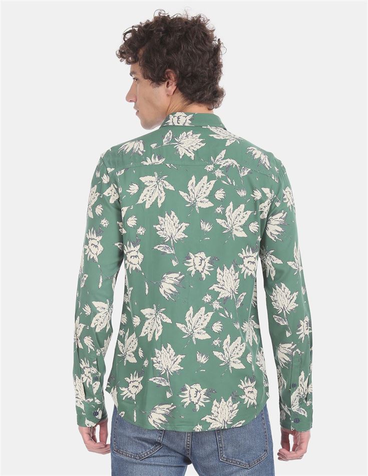 Ed Hardy Men Casual Wear Green Shirt